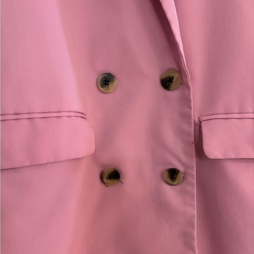 Pieces | Pink Double Breasted Oversized Blazer (S) - Picture 2 of 9
